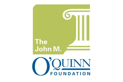 An illustration of a column with the text The John M. O'Quinn Foundation